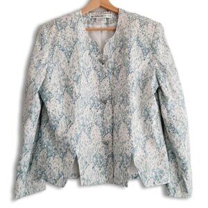 New - ANNE CRIMMINS 80's Vintage 100% Silk Rinestone Button Blazer Jacket Sz 12